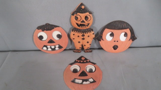 4 Die cut cardboard vintage Halloween Jack-o-Lanterns (1 of 7)
