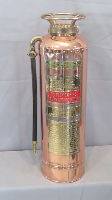 Vintage O.J. Child's & Co., Utica NY brass and copper fire extinguisher (1 of 6)