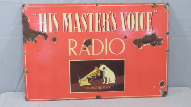 Porcelain "His Master's Voice" Radio sign with Nipper (1 of 7)