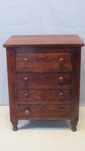 19th century walnut 4 drawer miniature chest (1 of 10)