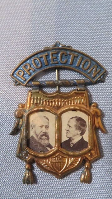 1888 Benjamin Harrison campaign "Protection" badge (1 of 4)
