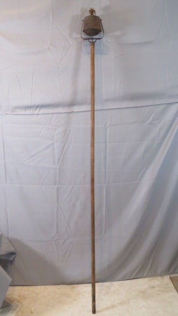 19th century tin campaign torch on original wood staff (1 of 4)