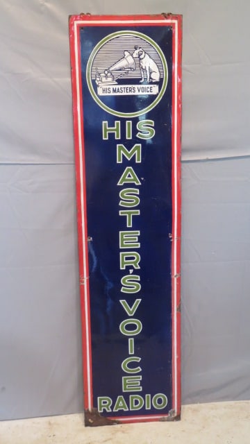 Porcelain "His Master's Voice Radio" sign with Nipper logo (1 of 10)