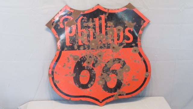 Porcelain 2-sided Phillips 66 sign (1 of 2)