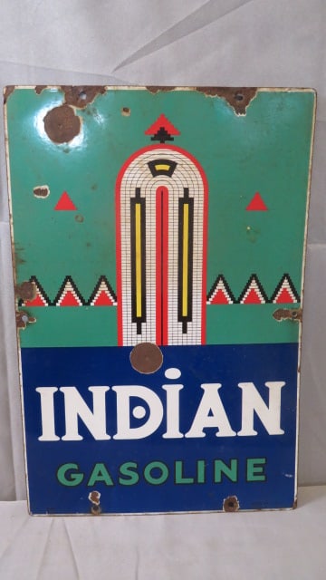 Porcelain Indian Gasoline pump sign (1 of 5)