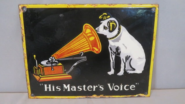 Porcelain "His Master's Voice" with Nipper logo sign (1 of 10)