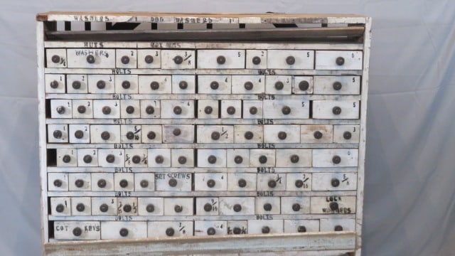 83 drawer pine painted bolt cabinet (1 of 7)