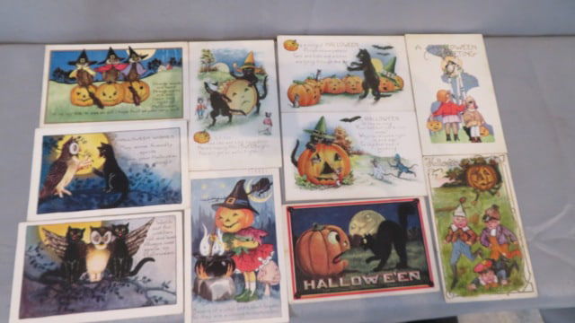10 vintage Halloween postcards attributed to George Whitney (1 of 6)