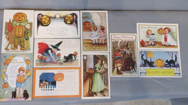 10 vintage Halloween postcards attributed to George Whitney (1 of 6)