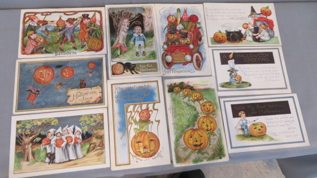 10 vintage Halloween postcards attributed to George Whitney (1 of 6)