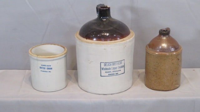 3 pieces of Indiana stoneware advertising (1 of 11)
