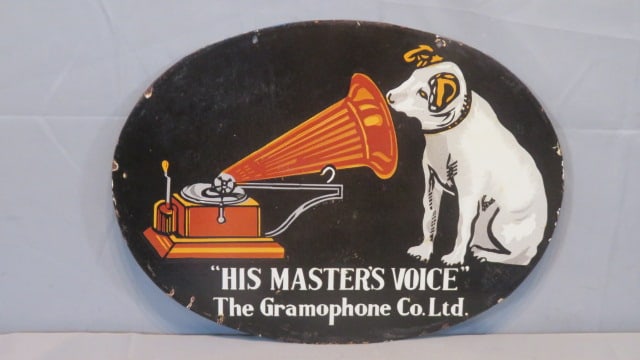 2 sided "His Master's Voice" porcelain sign with Nipper (1 of 10)