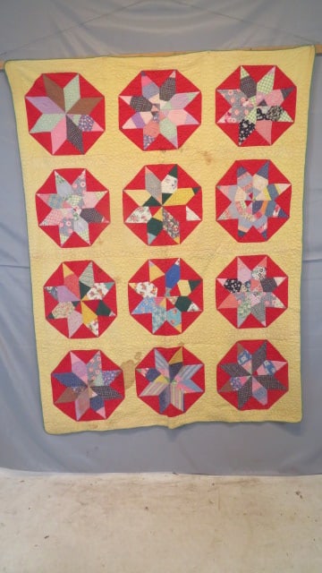 Ca. 1930's Ohio Star handstitched quilt (1 of 8)