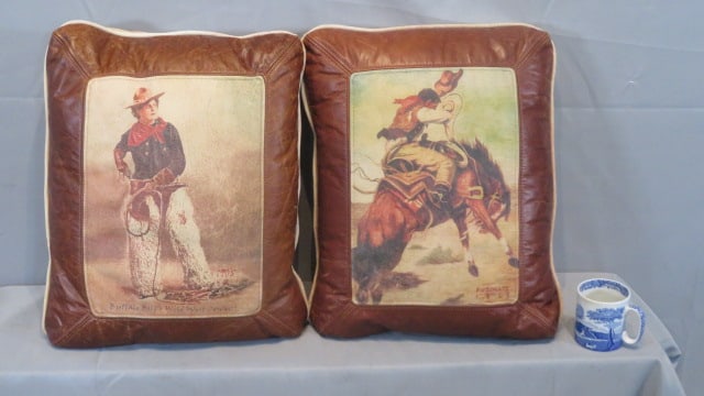 2 Western memorabilia leather pillows (1 of 7)