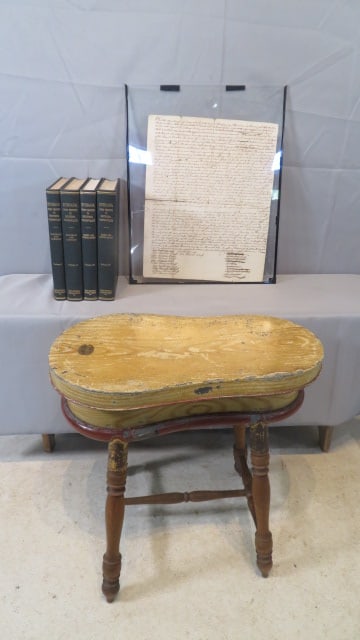 Group of 3 misc. items, 18th century document, books, and bidet (1 of 8)