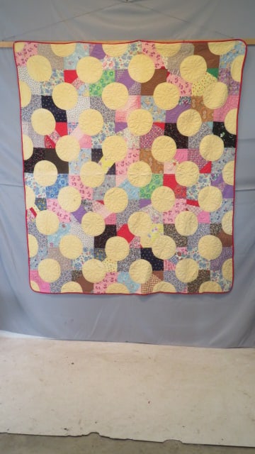 1940-50's hand stitched patchwork quilt: 1940's-50's hand stitched patchwork quilt, 65" x 75"