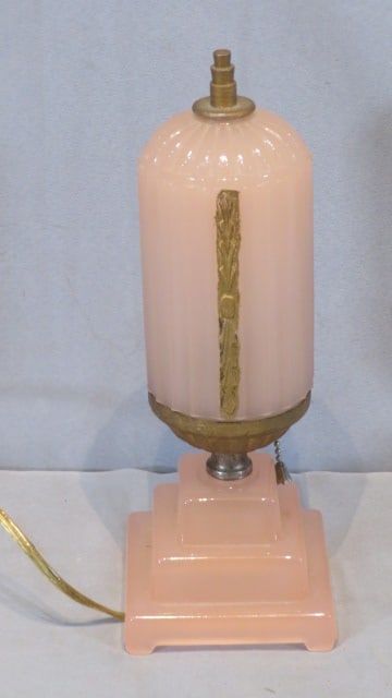 1930's deco pink 2 piece bedroom lamp (1 of 4)