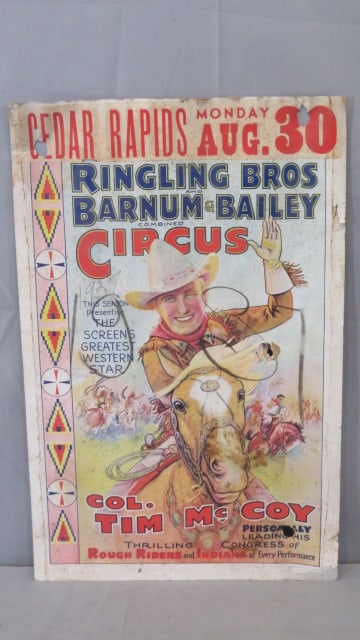 1930's cardboard Ringling Bros Barnum Bailey Circus poster (1 of 11)
