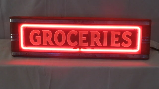 Ca 1920-30 Art Deco neon Groceries sign (1 of 9)