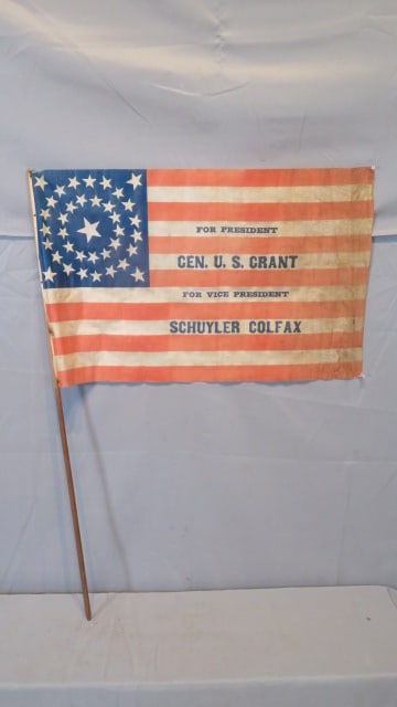1868 Gen. U.S. Grant for President, Colfax for VP political campaign flag (1 of 7)