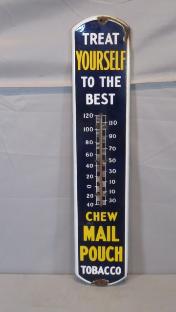Original porcelain Chew Mail Pouch Tobacco thermometer (1 of 9)