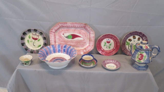 9 pcs of early spatterware (1 of 9)