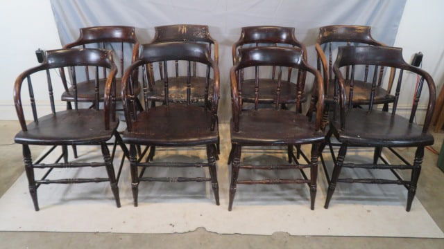 8 late 19th century firehouse Windsor chairs in original surface (1 of 10)