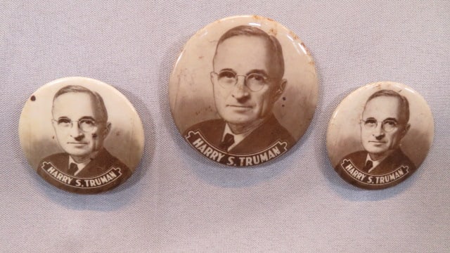 3 Harry S. Truman campaign buttons, ca 1948 (1 of 5)