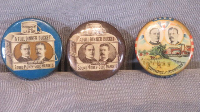 3 - 1900 McKinley and Roosevelt campaign pins (1 of 5)