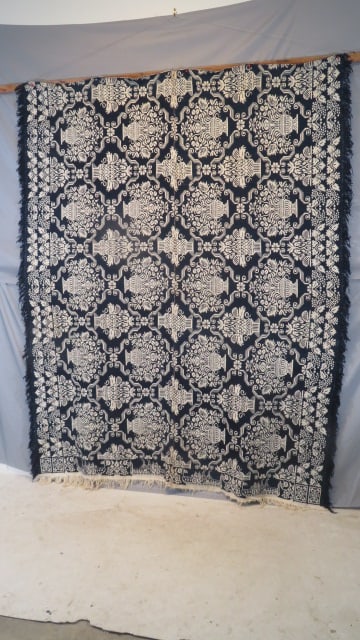 Mid-19th century blue and white 2-pc coverlet (1 of 10)