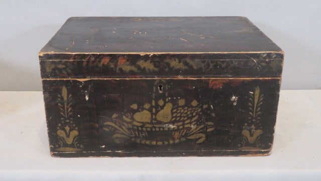 19th century pine document box in original paint and stenciling (1 of 6)