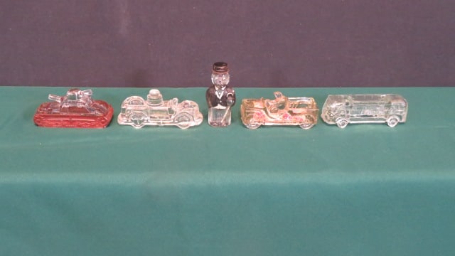 5 old glass figural candy containers (1 of 6)