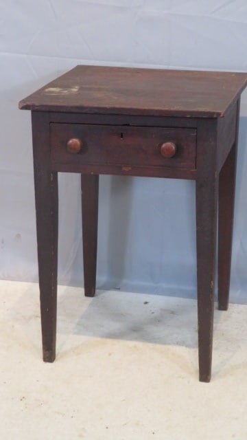 19th century walnut 1-drawer stand table with tapered legs (1 of 8)