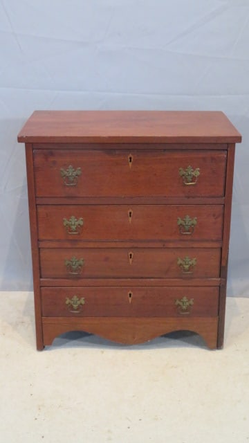 19th century 4-drawer miniature walnut chest of drawers (1 of 8)