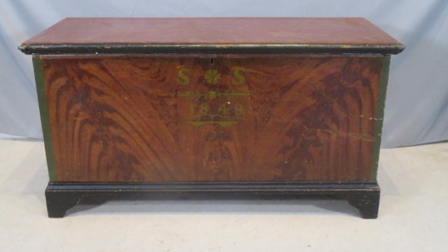 1849 Pa. paint decorated blanket chest w/ stenciling (1 of 10)