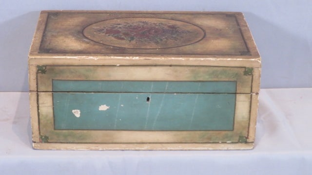 19th century painted box with original paint (1 of 7)
