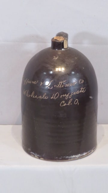2-gal Ohio scratch jug advertising Kauffman & Lattimer Co (1 of 4)