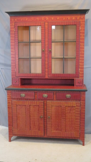 Contemporary paint decorated poplar 2-pc PA Dutch cupboard (1 of 7)