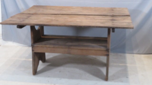 19th century walnut primitive hutch table with 2-board top (1 of 6)