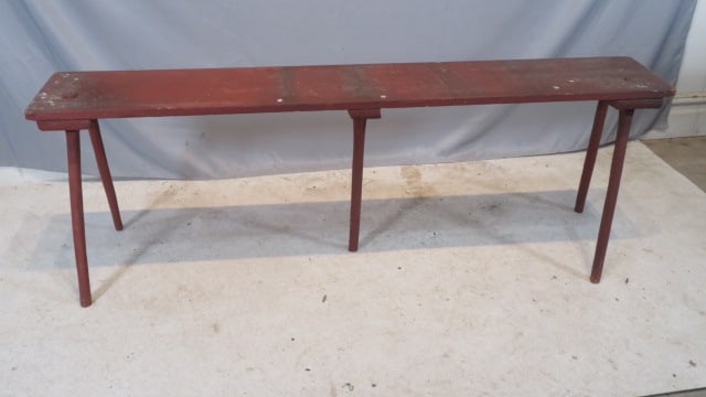 19th century pine bench in old red paint (1 of 6)