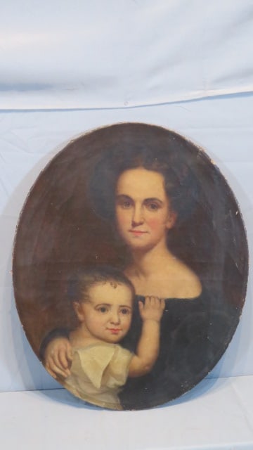 19th century O/C portrait of mother & child (1 of 5)