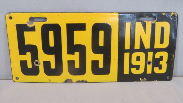 1913 Porcelain Indiana License Plate (1 of 6)