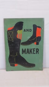 Late 19th century tin boot and shoemaker 2-sided sign