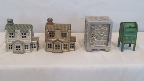 4 cast iron still banks