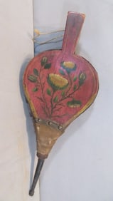 Early wood decorated fireplace bellows