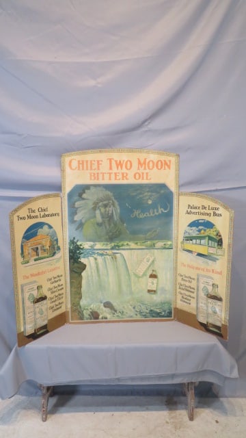 Ca 1930's cardboard advertising display for Chief Two Moon Bitter OIl (1 of 13)