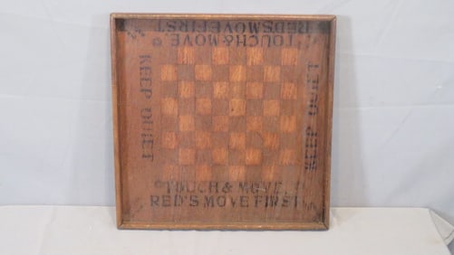 Early 20th century inlaid walnut & oak wooden game board