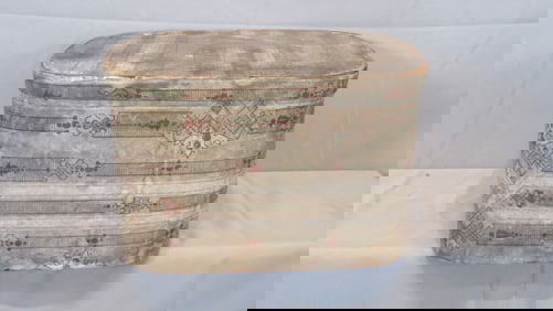 19th century wood wallpaper covered band box