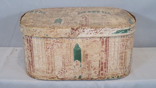 Wood wallpapered band box