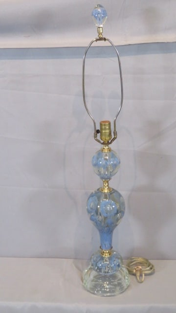 Blue St. Clair paperweight table lamp with finial (1 of 5)